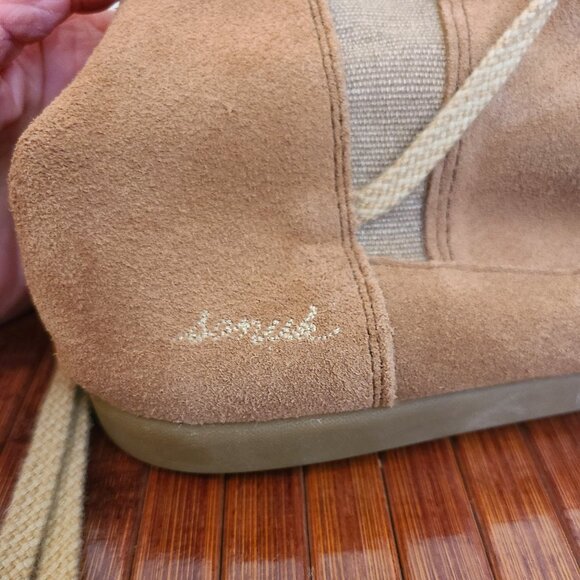Sanuk Sangria Suede & Canvas Lace-up Moccasin Boots - Size 10 - Picture 8 of 9